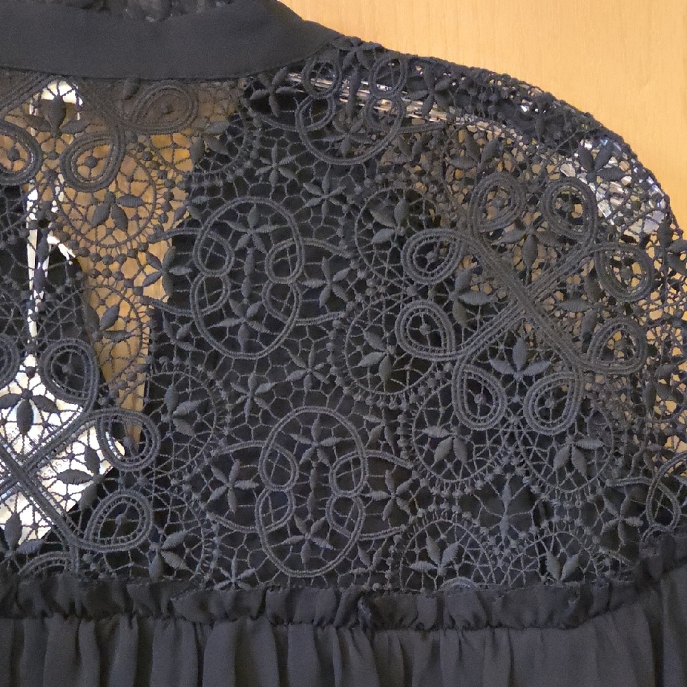 Haute Hippie NWT Black Lace & Crochet Long Sleeve Blouse - Picture 10 of 10